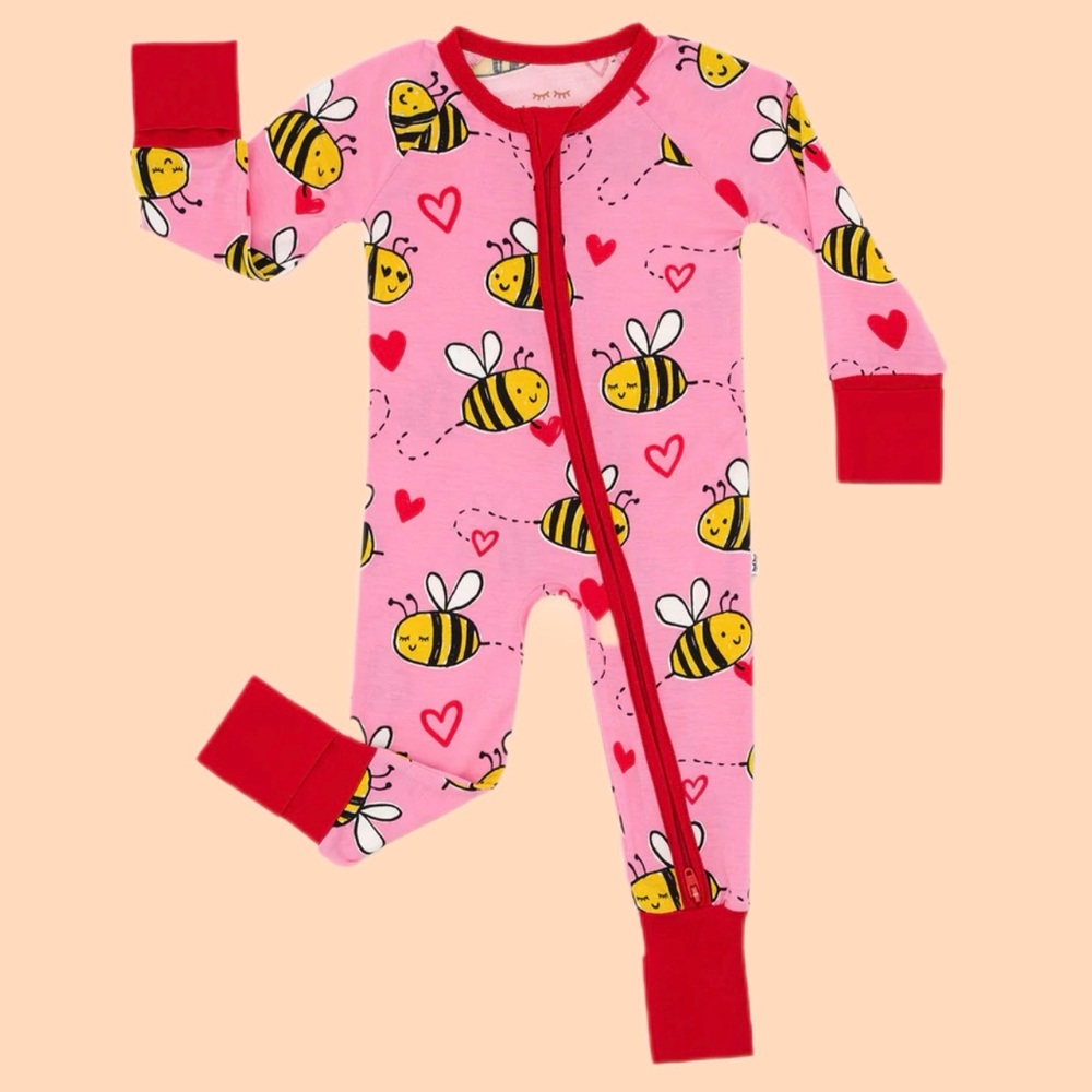 Little Sleepies Bee mine pink zippie